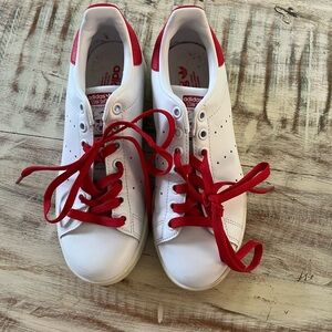 Red and white Adidas Stan Smith - EUC